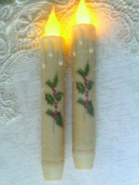 2 SNOWMAN FACE WHITE TIMER TAPER Candles Textured 6.75/" Winter Christmas Crafts