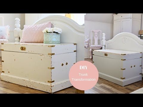Diy Trunk Transformation Stripping Gloss Paint And Whitewashing Furniture - Youtube Shabby Chic Decor Bedroom Shabby Chic Trunk Shabby Chic Homes