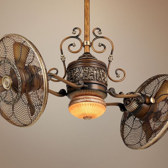 Ceiling Fans Traditional Adjustable 2 Heads Fan In Belcaro Walnut Finish With Halogen Ligh Design Steampunk Kitchen Light Ceiling Fan, 38 Esquire Rich Bronze Finish 3 Head Ceiling Fan 99349