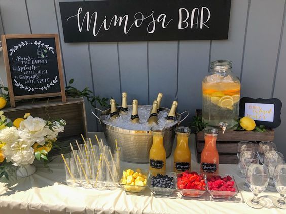 Mimosa Bar Baby Shower Brunch Fruity Snacks Birthday Brunch