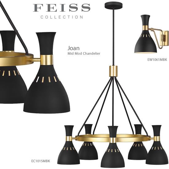 Feiss Ec1015mbk Ec1015mwt Mid Mod Chandelier From The Joan Chandelier From The Joan