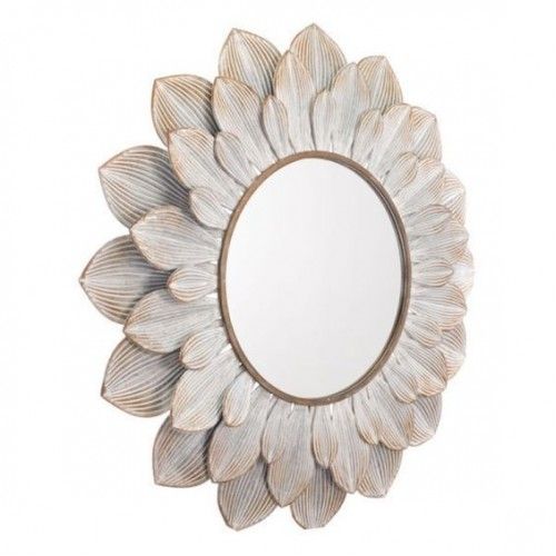 Round Metal Double Petal Flower Wall Mirror Floral Mirror Brown Wall Mirrors Mirror Decor