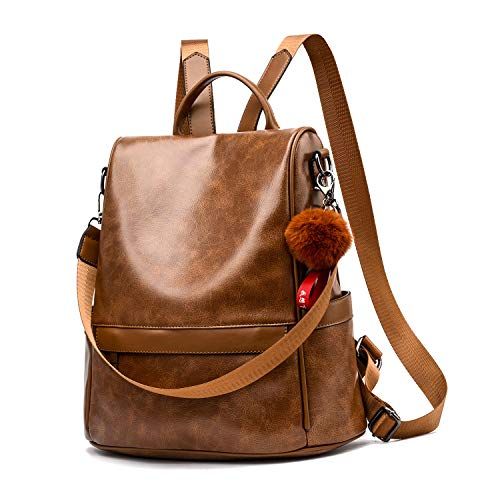 ladies tan leather backpack