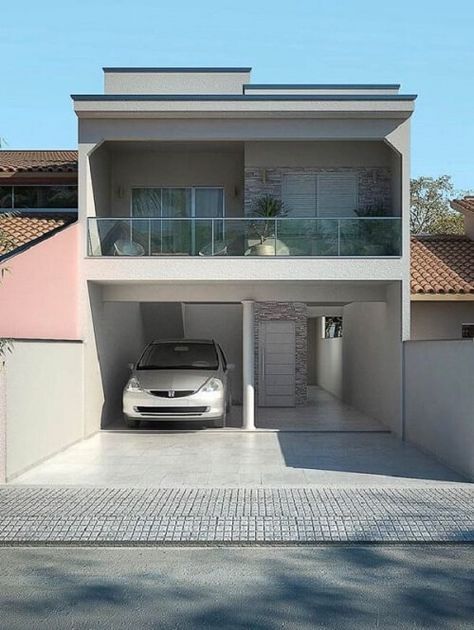 Sobrado pequeno com 2 vagas de garagem #sobrado #fachada #project