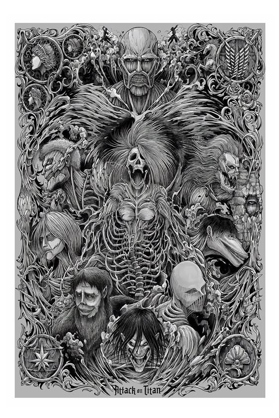 Attack on Titan poster nine titan Adornment picture Gift from anime fans animeposter 16x24inch No Frame…