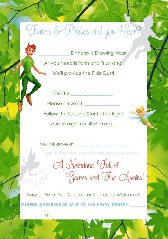 tinkerbell party invites printable free