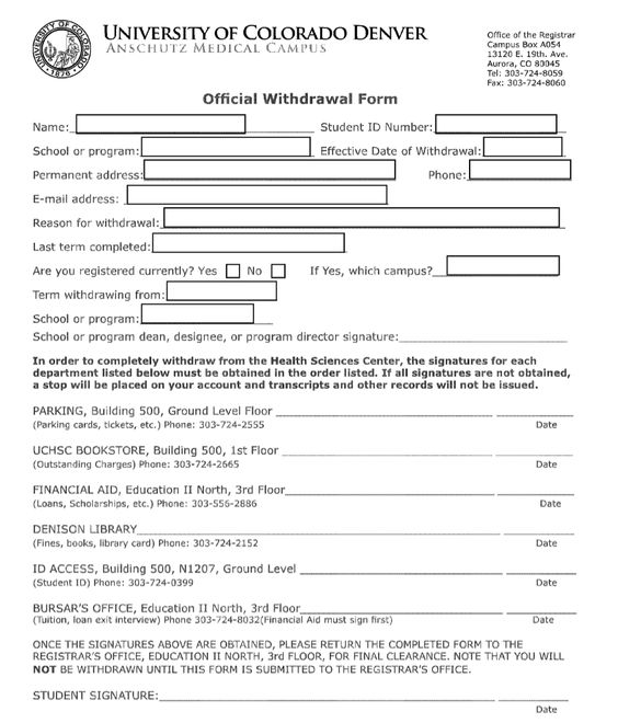 University of Colorado Withdrawal form Educational Background - exit interview form University of Colorado Withdrawal form Educational Background - exit interview form