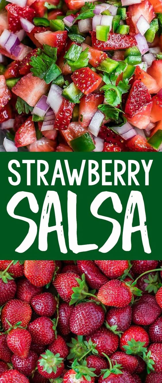 This easy Strawberry Salsa recipe is fresh, delicious, and totally addictive! It makes a great appetizer for parties and picnics and tastes amazing over shrimp, chicken, fish, salads, tacos, and so much more!