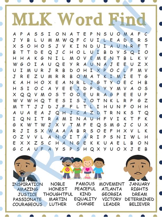 Martin Luther King Jr Mlk Word Find Words That Describe Martin Luther King Jr Avail Math Word Problems Classroom Activities Black History Month Activities