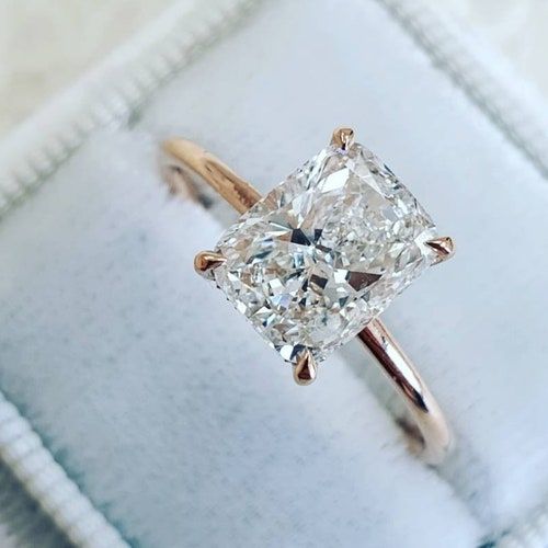 Diamond Engagement Ring 1.65 Carat Elongated Cushion Diamond | Etsy Ireland