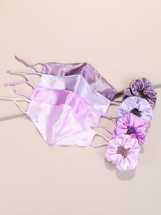 4pcs Satin Face Covering & 4pcs Scrunchie