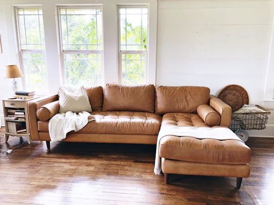 Sofa da góc hiện đại dành cho phòng khách nhỏ