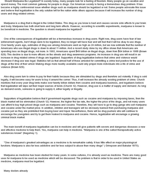 legalization of marijuana essay outline