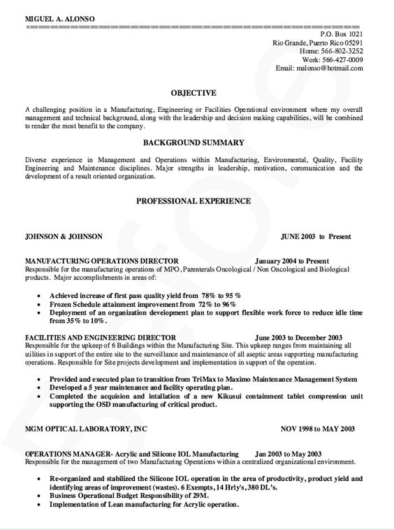 Manufacturing Director Resume Sample - resumesdesign - resume for manufacturing Manufacturing Director Resume Sample - resumesdesign - resume for manufacturing