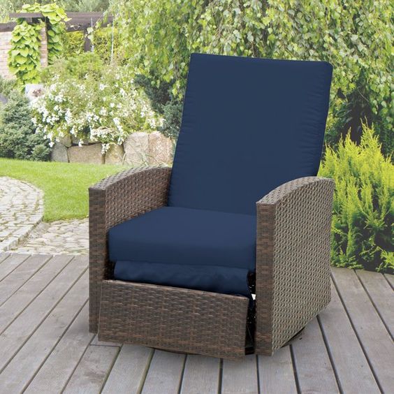 Outsunny Outdoor Rattan Wicker Swivel Recliner Lounge Chair With Water Uv Fighting Material And Comfort Dark Blue Com In 2022 Patio Chairs Retro Outsunny Outdoor Rattan Wicker Swivel, Patio Club Chairs Canada