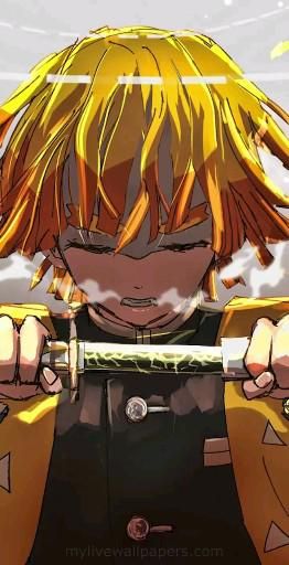 Zenitsu Agatsuma • Anime Live Wallpaper for Mobile Phone • Demon Slayer • Kimetsu no Yaiba