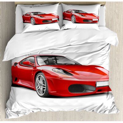 East Urban Home Fancy Italian Super Car Modern Style New Automobile European Design Duvet Cover Set Size: Queen