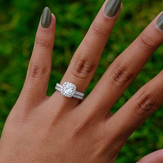 Affordable long lasting jewelry! Cushion Halo Engagement Ring Set | Half Eternity Wedding Band - Modern Gents Trading Co.