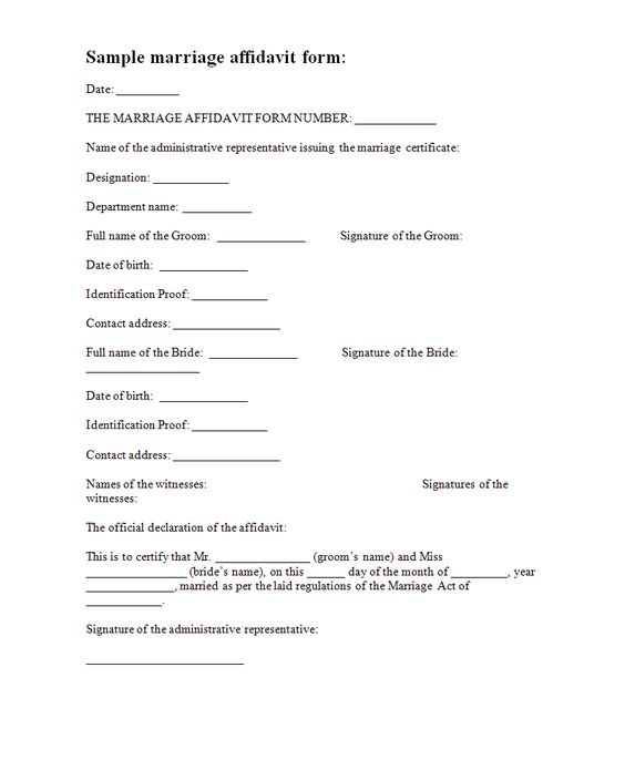 A sample of the marriage affidavit form contains information - sample affidavit A sample of the marriage affidavit form contains information - sample affidavit