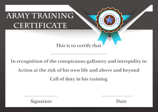 army training certificate template training certificate army certificate of training template