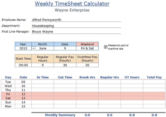 printable timesheet templates