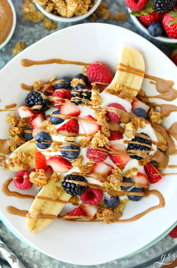 Breakfast Banana Split With MaraNatha Almond Butter