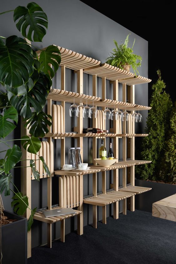 This Wall Of Shelves Can Easily Change To Hold A Variety Of Different Items