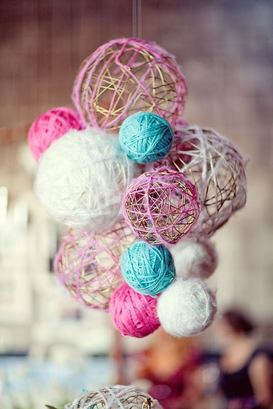 Diy Mobile Idea Yarn Chandelier Baby Stuff Yarn Chandelier, Diy Wool Chandelier