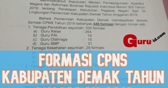 Formasi Cpns Kabupaten Demak 2019 Sebanyak 449 Guru Kelas Terbanyak Pendidikan Pemerintah Penganggaran