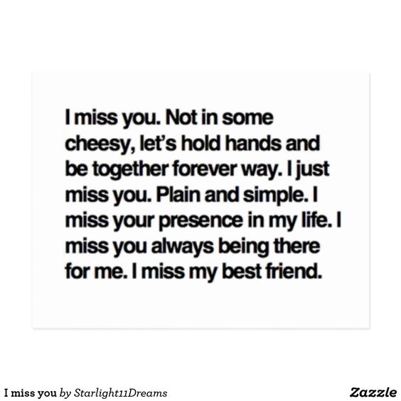 I miss you postcard
