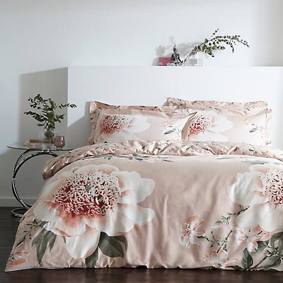 Elizabeth 200 Thread Count Cotton Blush floral duvet sets, cotton rich duvet