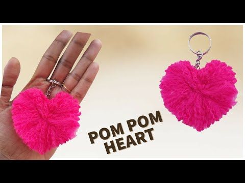 Pom pom shop heart keychain