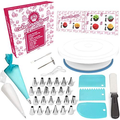 Cakebe Cake Decorating Supplies Kit 44 In 1 With Cake Turntable Beginner Baking Supplies With 24 Cake Decorating Kits Cake Decorating Supplies Cake Decorating