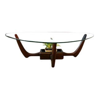 Kroehler Mid Century Modern Glass Top Coffee Table With Planter