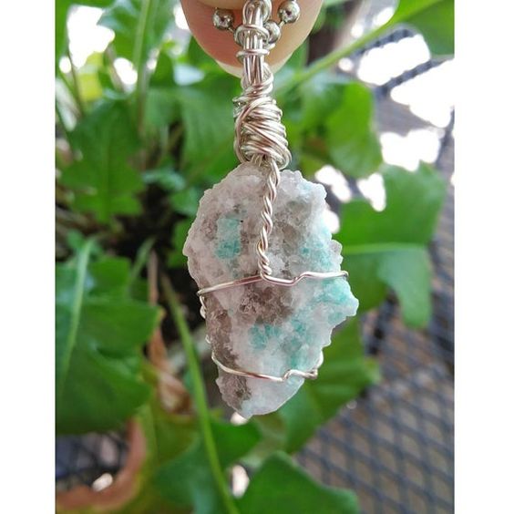 Amazonite Necklace Abstract Necklace Wire Wrapped Throat Chakra