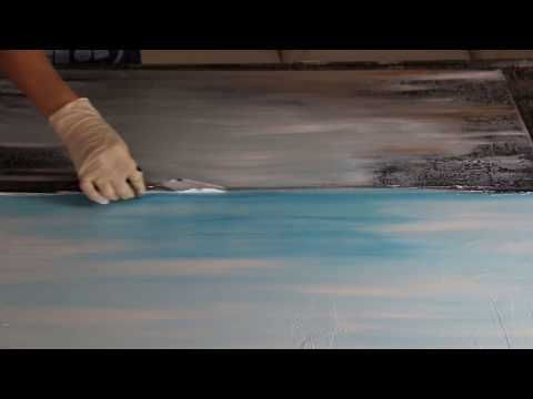 Abstraktes Acrylbild Blue Bay Demonstration By Victoria