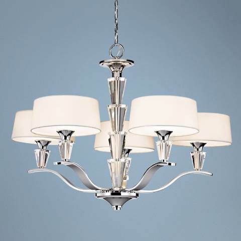 Transitional Silver 5 Light Chandelier | Contemporary Round Transitional Silver 5 Light Chandelier | Contemporary Round