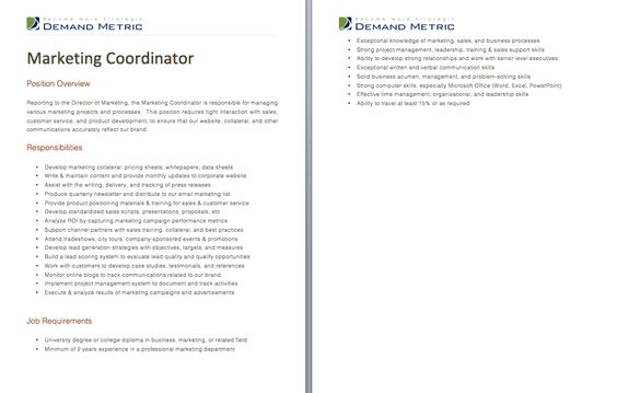 Marketing Coordinator Job Description - A template to quickly - marketing coordinator job description Marketing Coordinator Job Description - A template to quickly - marketing coordinator job description