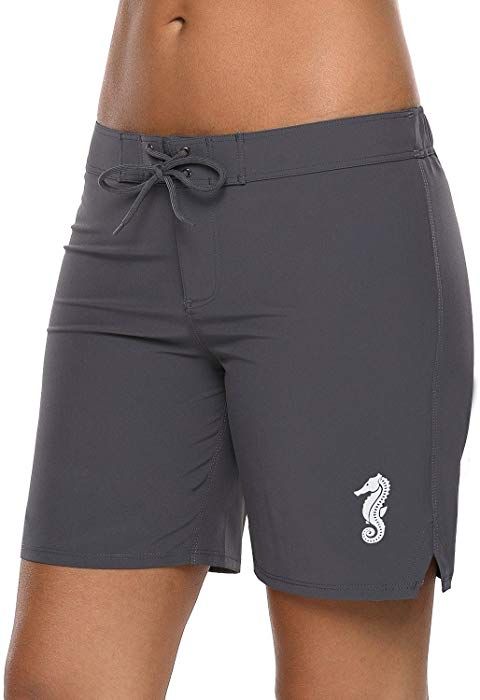 ALove Womens Solid Stretch Board Shorts Swimwear Quick Dry Swim Shorts Swimsuit Bottom