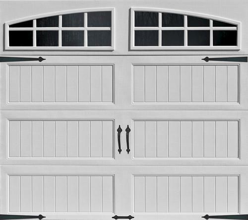 Ideal 9 Ft X 7 Arch I Lite Long Panel Carriage House Mr4lv Wht Insul Garage Door Doors White Garage Doors Carriage House, Replacement Garage Door Panels Menards