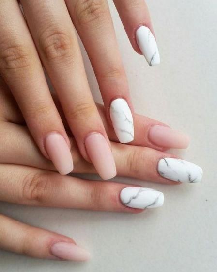 +46 Best Marble Nails Acrylic Coffin Pink 83 #beautifulacrylicnails