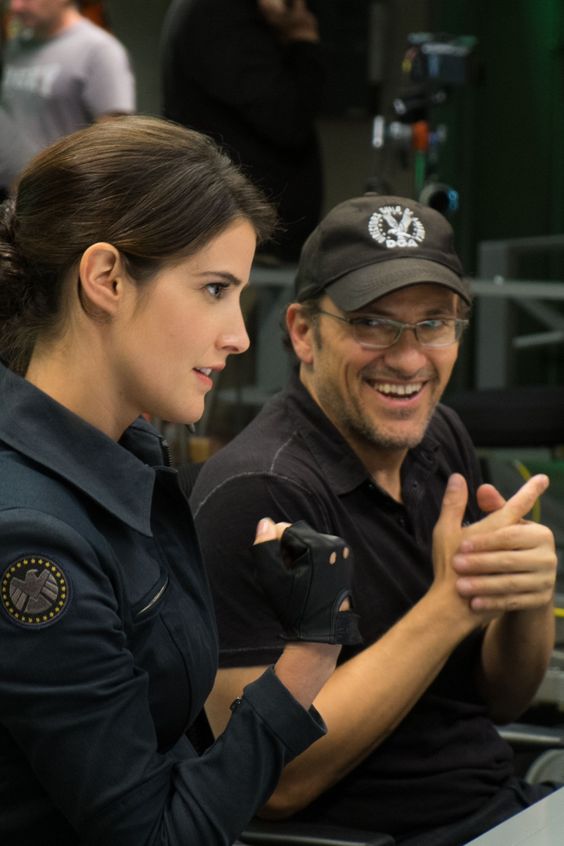 Marvel\'s Captain America: The Winter Soldier..Cobie Smulders (Maria Hill) & Director Anthony Russo on set..Ph: Zade Rosenthal..© 2014 Marvel. All Rights Reserved. - Cosmic Book News