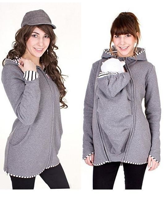 Babytragetasche mit Kapuze für Frauen front baby carrier Männer Zip Up 2 In 1 Babytrage Känguru Fleece Kapuzenpulli