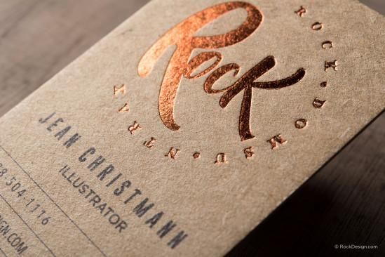 Rustic Trendy Brown Kraft Business Card With Foil Stamping Rock Printing Business Cards Foil Printed Business Cards Kraft Business Cards
