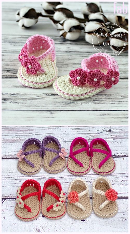 Crochet Baby Strap Flip-Flops Free 