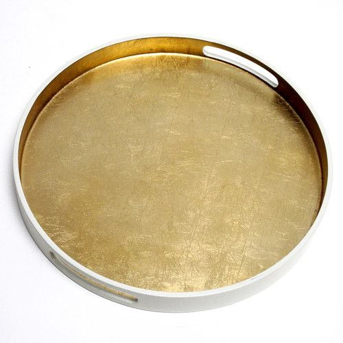 Wood Lacquer Round Tray Handles Serving 30cm 11 8 Inches Pale Gold White Glitter Wood Lacquer Round Tray Handles Serving, Round Wooden Tray With Handles Uk