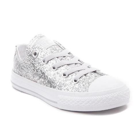 Girls Sparkly Silver Glitter Converse 