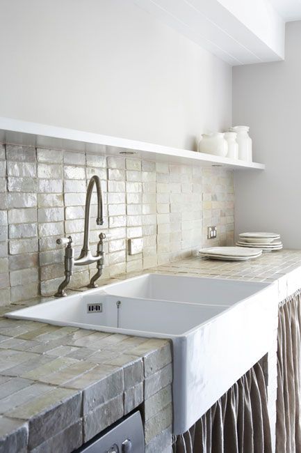 white zellige in the kitchen.. I think I want these tiles