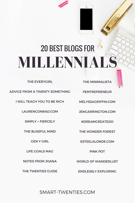 A list of the 20 most inspiring blogs for twenty-somethings. These are the best blogs for motivational life advice and personal development tips if you\'re in your twenties. A must-read list for all millennials!