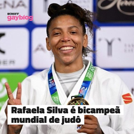 Rafaela Silva é bicampeã mundial de judô. Saiba mais em: https://gay.blog.br/esportes/rafaela-silva-e-bicampea-mundial-de-judo/